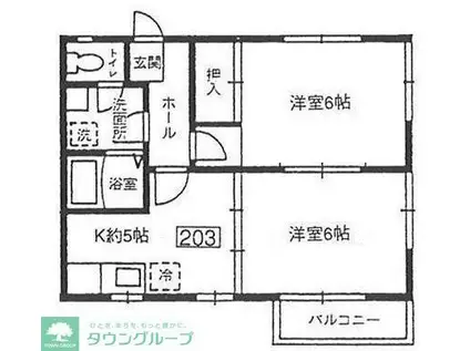 ハイセラコーポ(2K/2階)の間取り写真