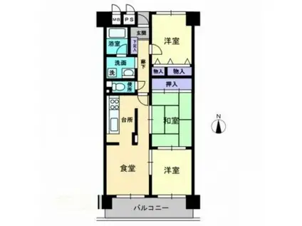 アルファステイツ木太(3DK/8階)の間取り写真