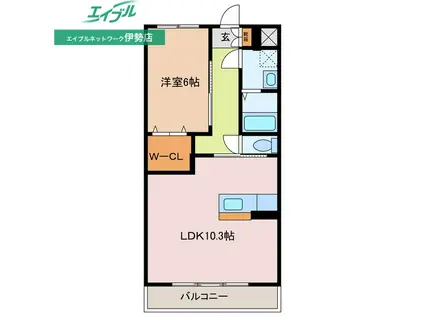 メゾンブローニュ伊勢(1LDK/1階)の間取り写真