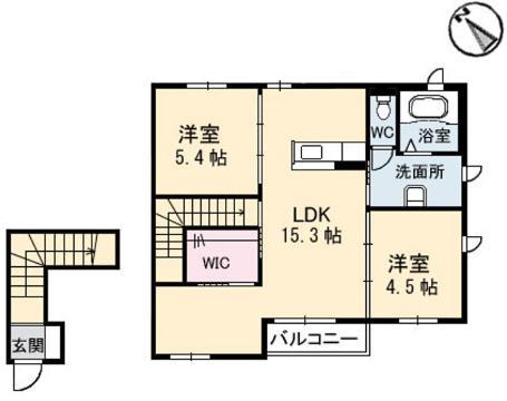 シャーメゾン津之郷(2LDK/2階)の間取り写真