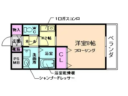 ペニーレーン ONE(1K/2階)の間取り写真