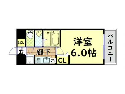 エステムコート大阪シティサイト(1K/9階)の間取り写真