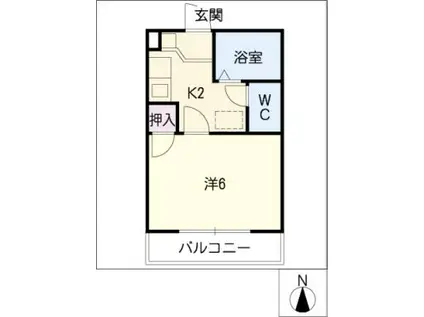 みなみハイツ(1K/2階)の間取り写真