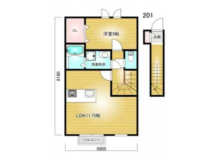 COCO上富井(1LDK/2階)の間取り写真