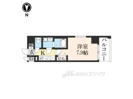 プレサンス京都北野白梅町(1K/7階)の間取り写真