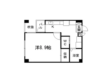 ハーモニー坪井(1K/2階)の間取り写真