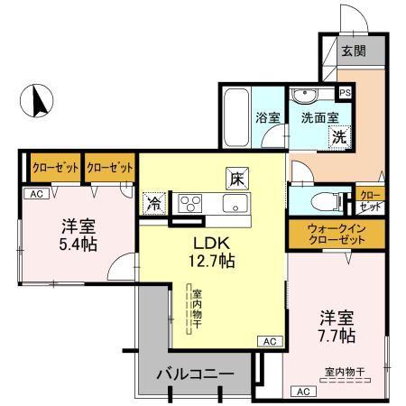 D-RADIANTE(2LDK/1階)の間取り写真