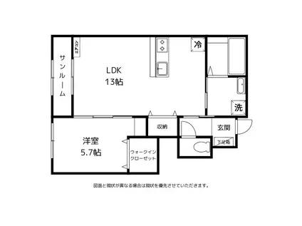 CHOUCHOU(1LDK/1階)の間取り写真