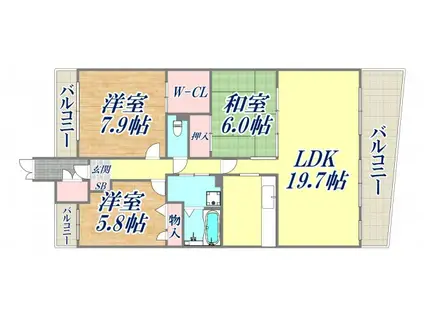 プレステージ仁川(3LDK/2階)の間取り写真