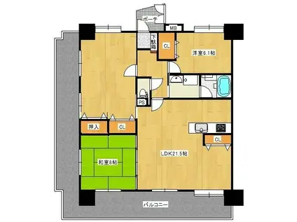 オーガストマンション大村にしほんまち(3LDK/1階)の間取り写真