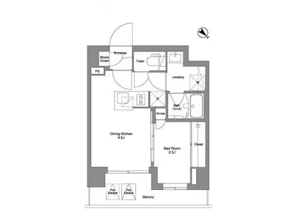 BPRレジデンスMOTOMACHI BAY SIDE(1DK/3階)の間取り写真