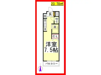 SMチェリーメゾン湘南(ワンルーム/3階)の間取り写真