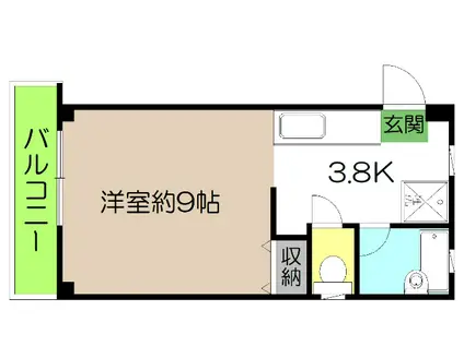 西谷コーポII(1K/2階)の間取り写真