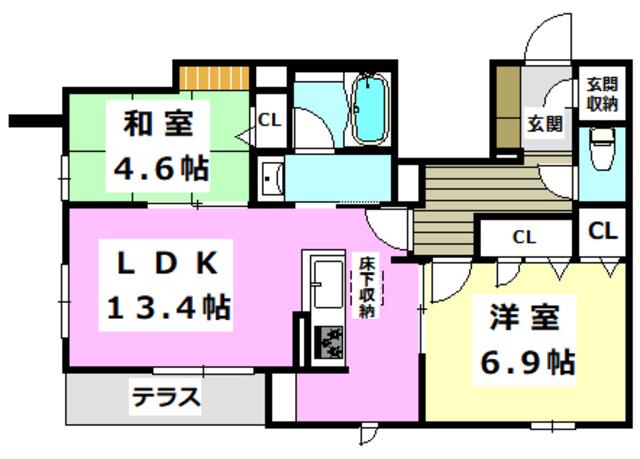 シャーメゾン リーゾス(2LDK/1階)の間取り写真