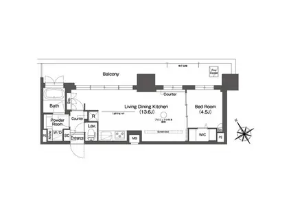 BLUROCK後楽園(1LDK/15階)の間取り写真