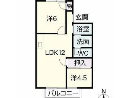 ドミール長良(2LDK/1階)の間取り写真