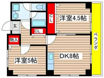 LIVE桜山(2DK/6階)の間取り写真