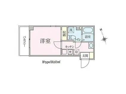 グランソフィア長津田駅前(1K/3階)の間取り写真