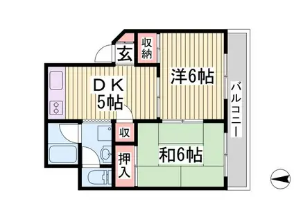 神戸湊アパートメント(2DK/3階)の間取り写真