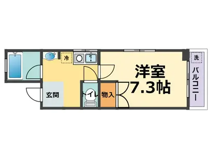 フレンズB棟(1K/1階)の間取り写真