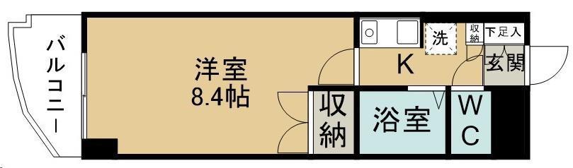 リシャール宮城野(1K/3階)の間取り写真