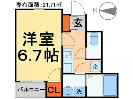 ベッラヴィータ(1K/1階)の間取り写真