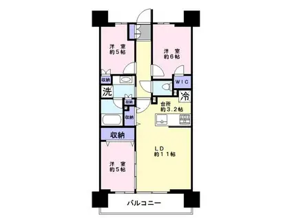 プラウド南与野(3LDK/5階)の間取り写真