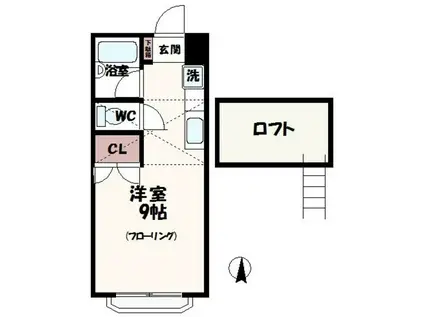 KMハウス1(ワンルーム/2階)の間取り写真
