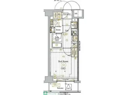 MAXIV川口青木(1K/1階)の間取り写真