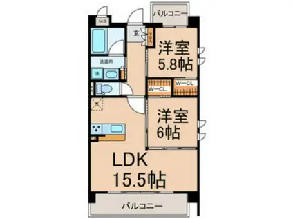 URBAN GRAY 2AD (2LDK/3階)の間取り写真