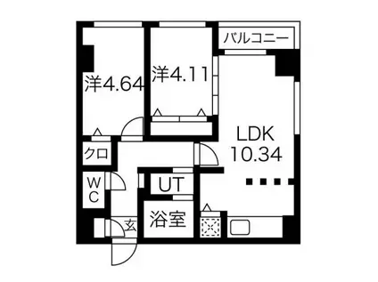 MODENA SIAN(2LDK/10階)の間取り写真