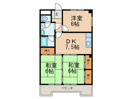 スカイパレスハラダ(3DK/3階)の間取り写真