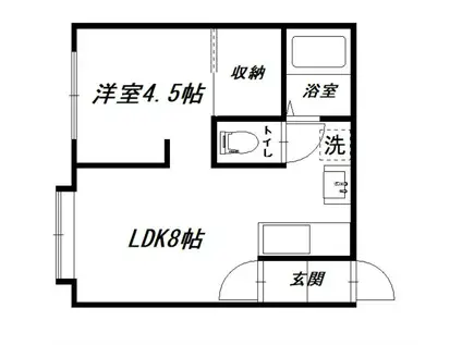 ウエストPOINT1(1LDK/2階)の間取り写真