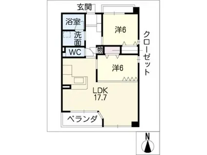 ヴェルドミールIII(2LDK/2階)の間取り写真