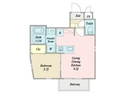 CHERIM中村公園サウス(1LDK/3階)の間取り写真