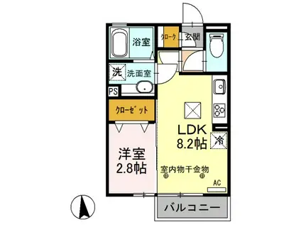 プリマヴェーラ(1LDK/1階)の間取り写真