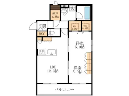ブロッサムテラス 堀の内(2SLDK/2階)の間取り写真
