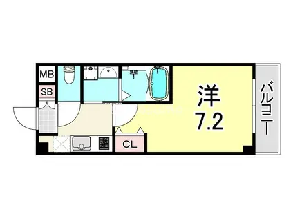 ヴェルステック南塚口(1K/2階)の間取り写真