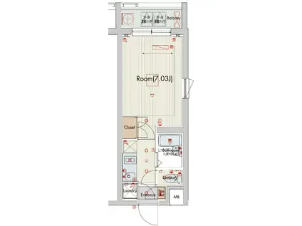 ビバリーホームズ稲田堤(1K/5階)の間取り写真