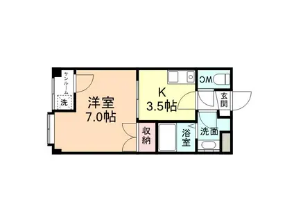 グランデ大山(1K/2階)の間取り写真