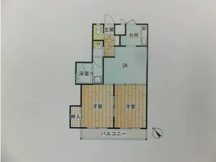 当間スカイハイツ(2DK/2階)の間取り写真