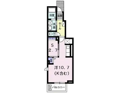 ベローナ春日野(1SK/1階)の間取り写真
