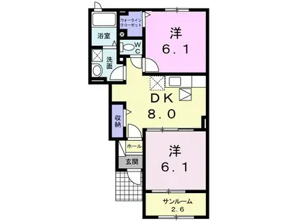 エクセレント平和台 I(2DK/1階)の間取り写真