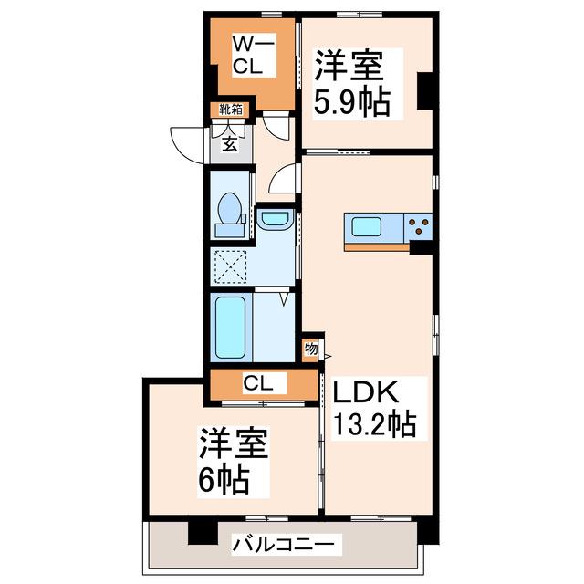 楠サンハイツVI(2LDK/2階)の間取り写真