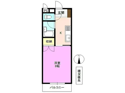 グレース天神(1K/4階)の間取り写真