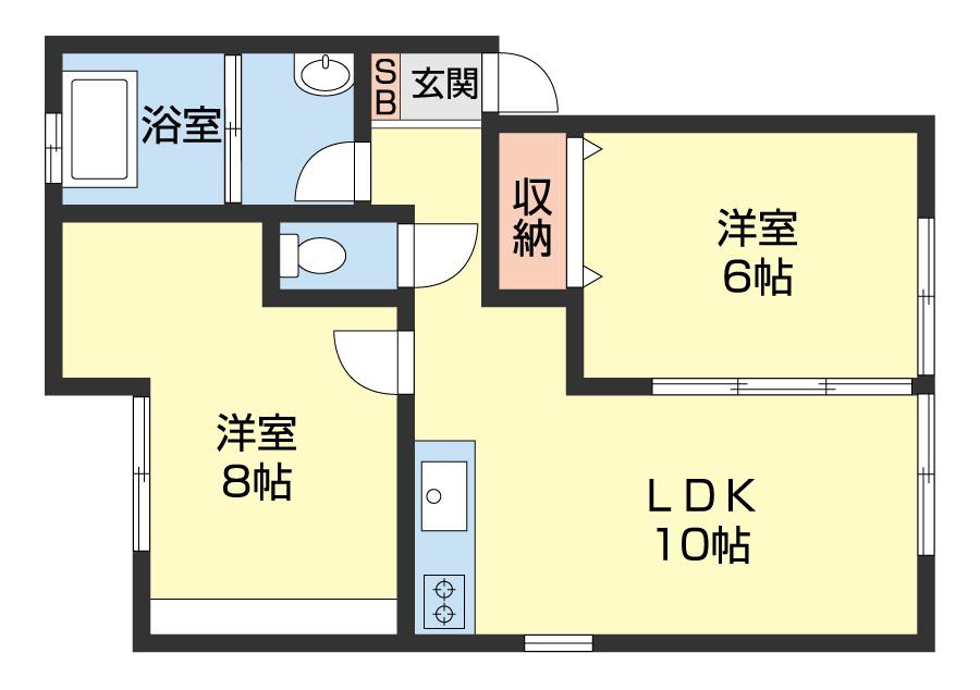 メゾンサンライズ(2LDK/1階)の間取り写真