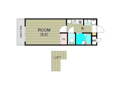 グラントア -(1K/2階)の間取り写真