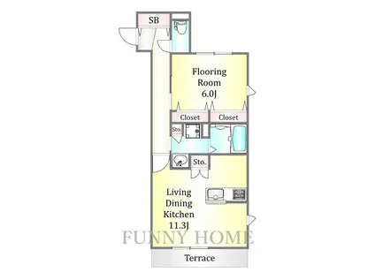 シューフルール(1LDK/1階)の間取り写真