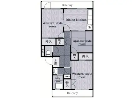 淡路島テラス(3DK/2階)の間取り写真