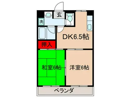 木島マンション(2DK/1階)の間取り写真